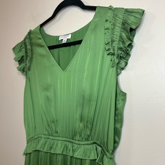 Anthropologie Current Air Green Sereia Pleated
Midi Dress Size L - Picture 8 of 12